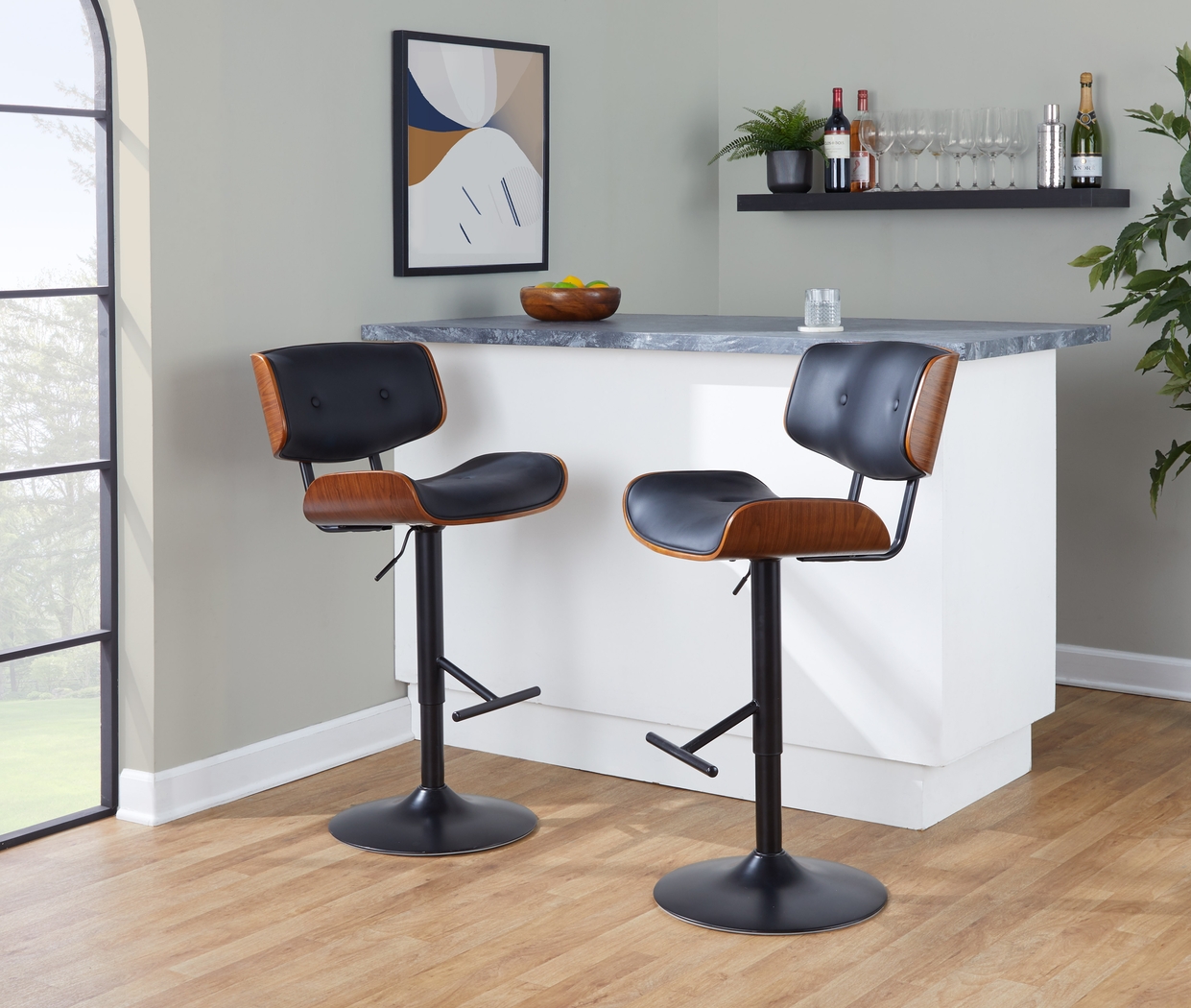 Tesshire Black Adjustable Swivel Barstool, Set of 3 - Thumbnail - Image 7