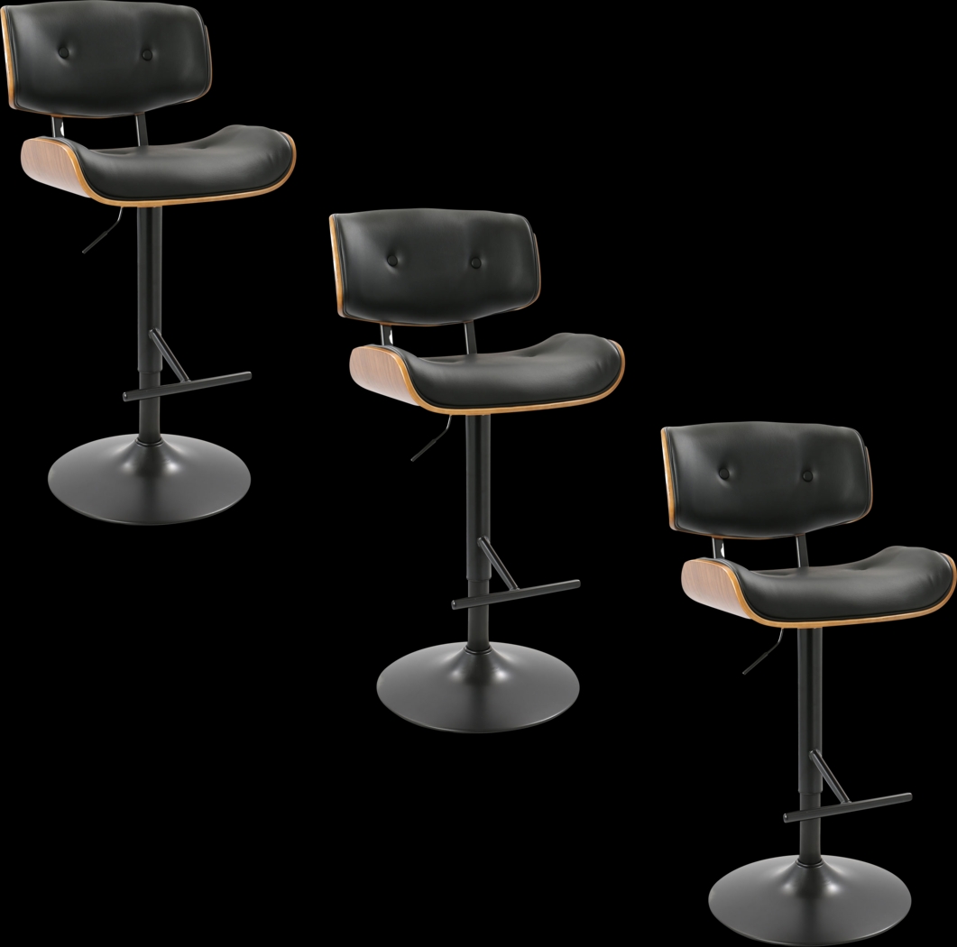 Tesshire Black Adjustable Swivel Barstool, Set of 3 - Thumbnail - Image 1