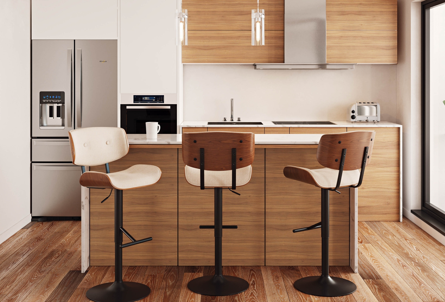 Tesshire Cream Adjustable Barstool, Set of 2 - Thumbnail - Image 4