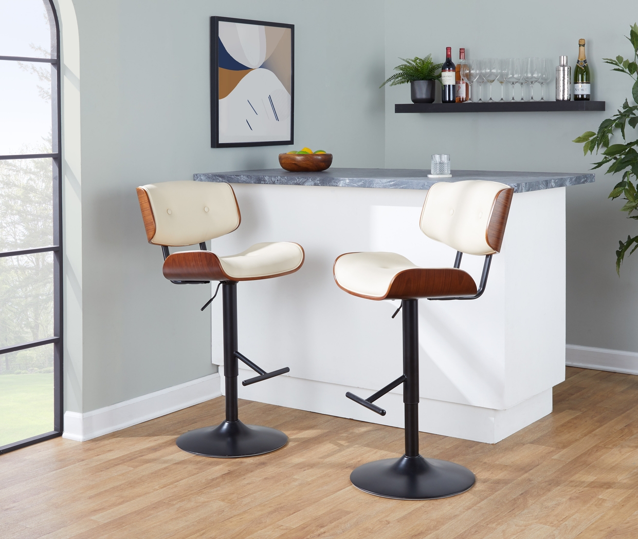 Tesshire Cream Adjustable Swivel Barstool, Set of 3 - Thumbnail - Image 5