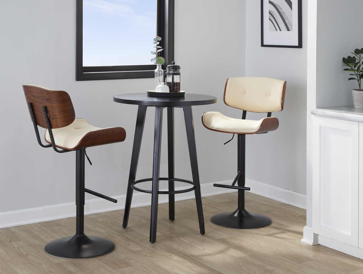 Tesshire Cream Adjustable Swivel Barstool, Set of 3 - Thumbnail - Image 6