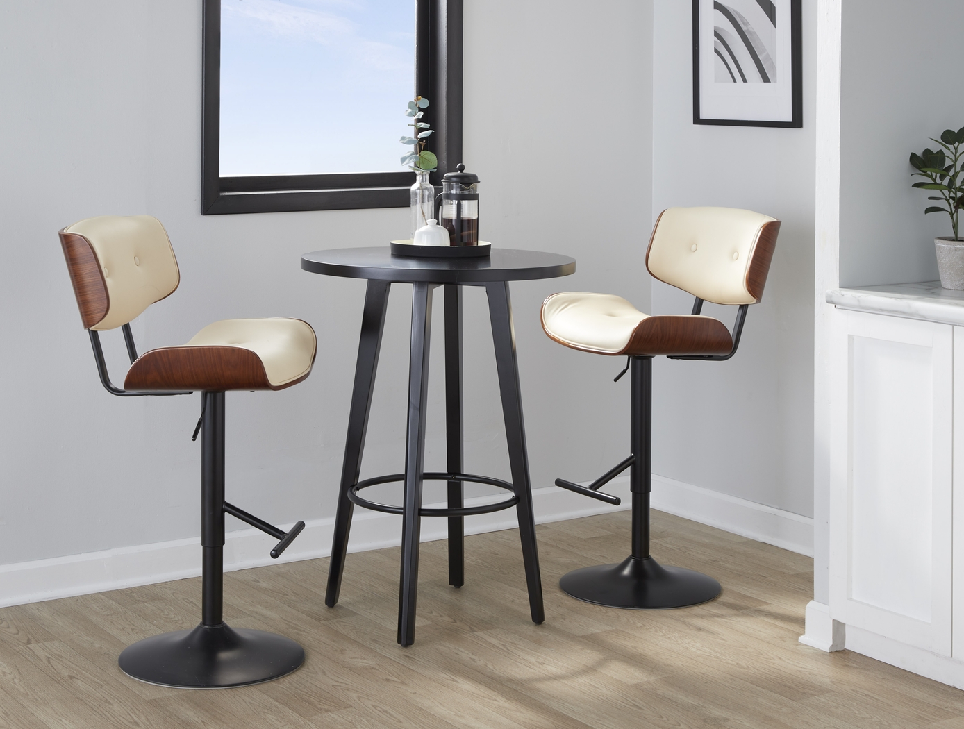Tesshire Cream Adjustable Swivel Barstool, Set of 3 - Thumbnail - Image 7
