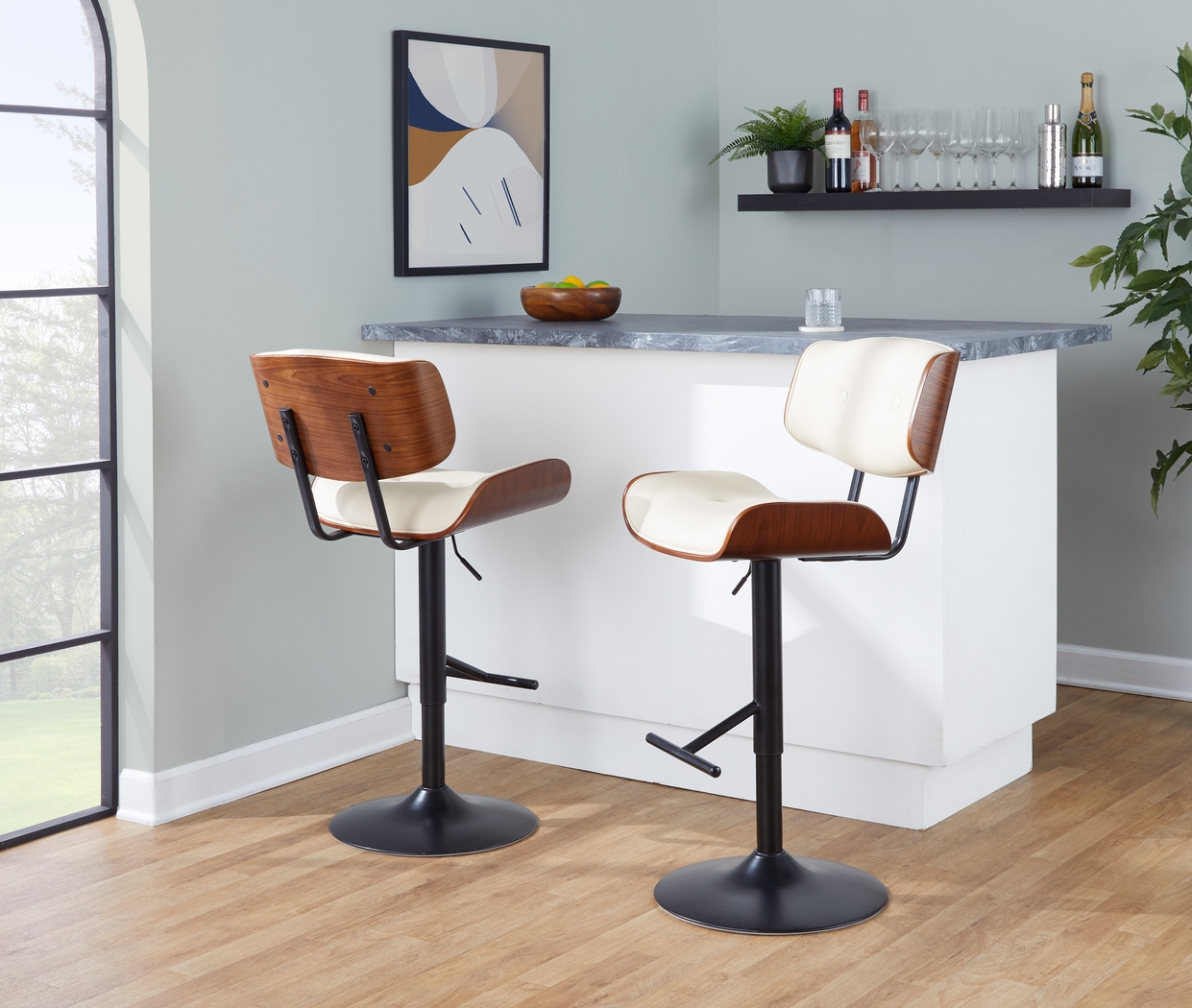 Tesshire Cream Adjustable Swivel Barstool, Set of 3 - Thumbnail - Image 8