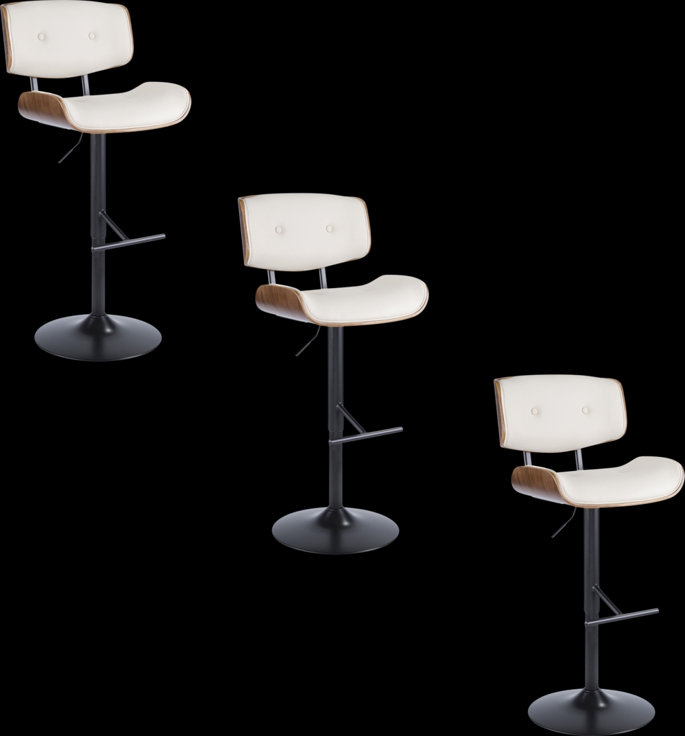 Tesshire Cream Adjustable Swivel Barstool, Set of 3 - Thumbnail - Image 1