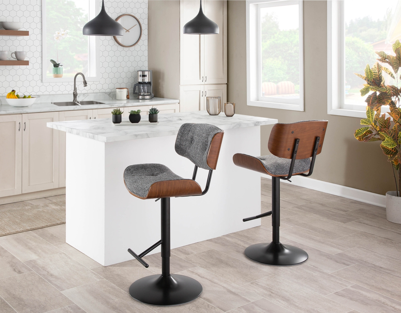 Tesshire Gray Adjustable Barstool, Set of 2 - Thumbnail - Image 2