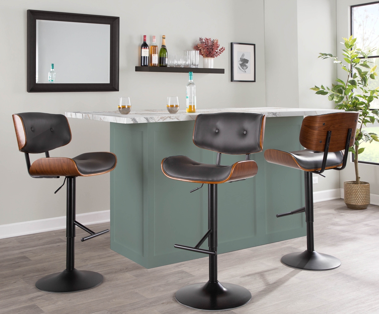 Tesshire Gray Adjustable Swivel Barstool, Set of 3 - Thumbnail - Image 2