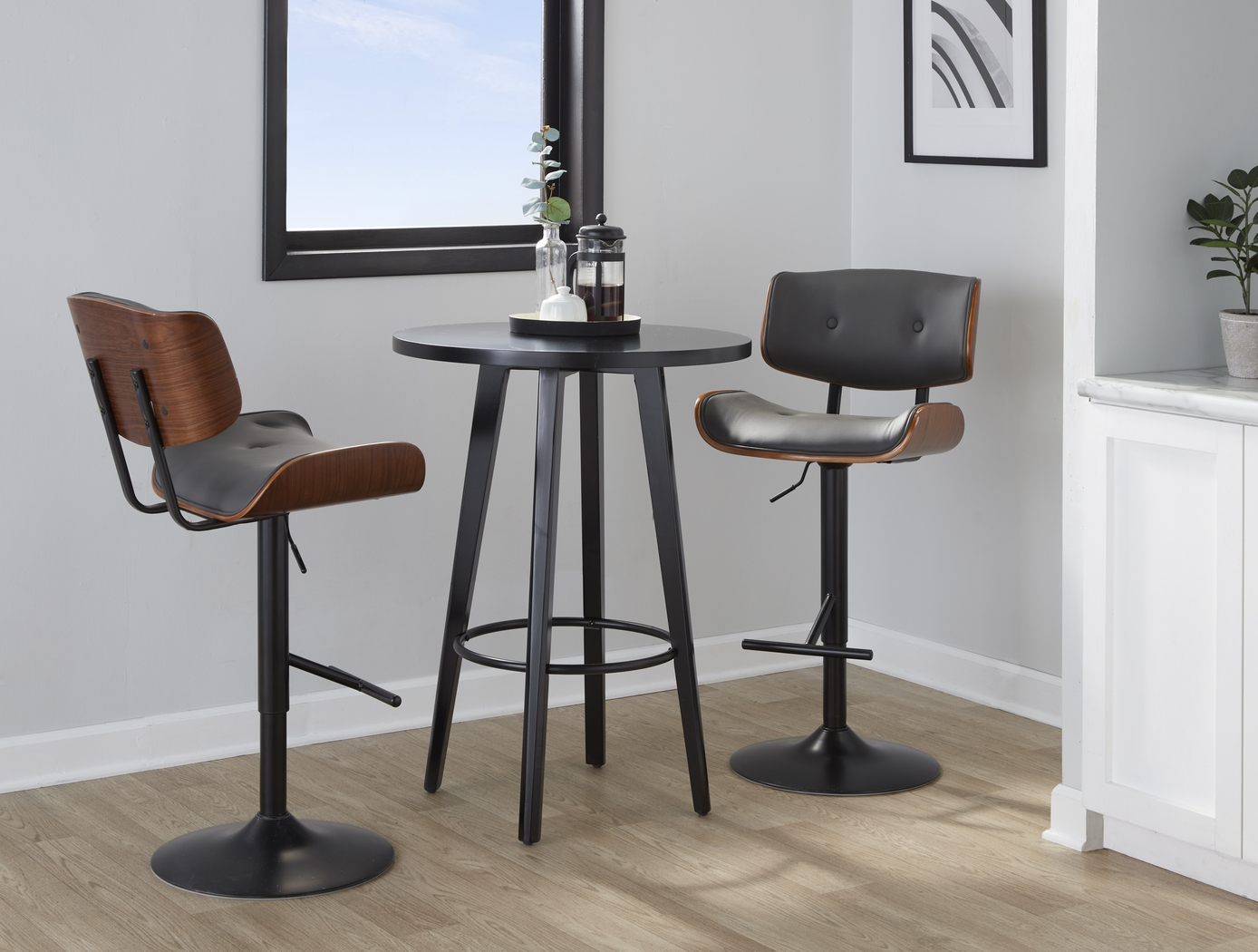 Tesshire Gray Adjustable Swivel Barstool, Set of 3 - Thumbnail - Image 4