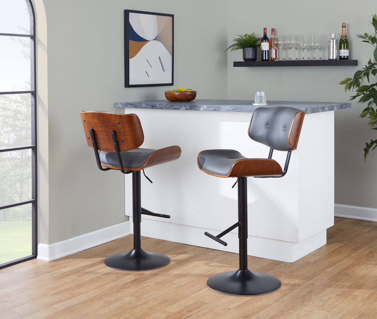 Tesshire Gray Adjustable Swivel Barstool, Set of 3 - Thumbnail - Image 6
