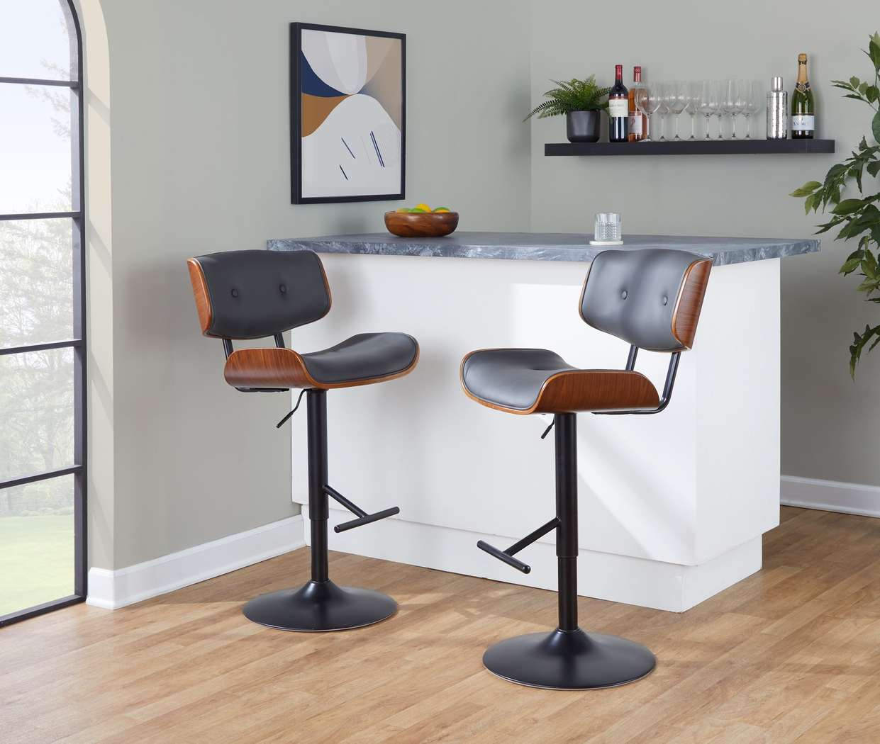 Tesshire Gray Adjustable Swivel Barstool, Set of 3 - Thumbnail - Image 7