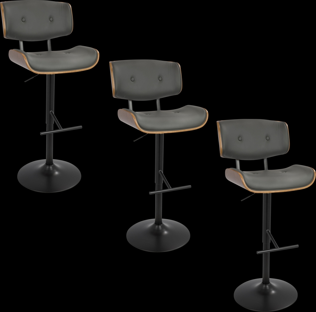 Tesshire Gray Adjustable Swivel Barstool, Set of 3 - Thumbnail - Image 1