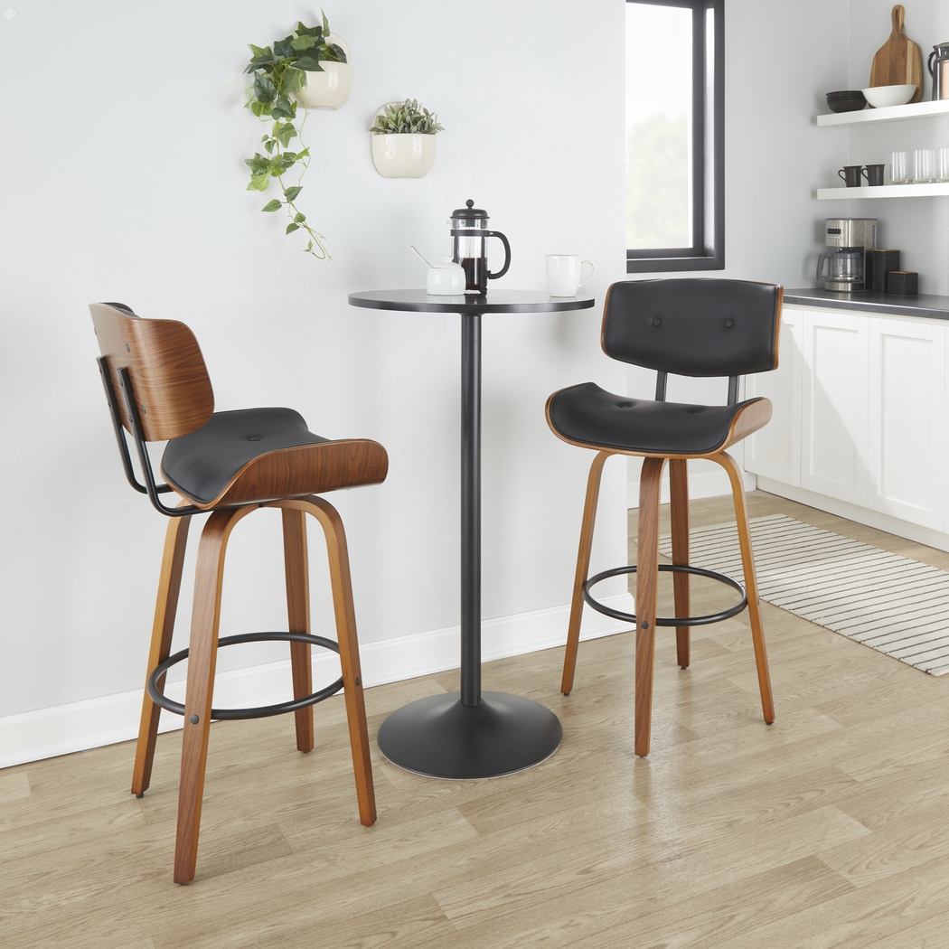 Tesshire II Black Swivel Barstool, Set of 2 - Thumbnail - Image 2