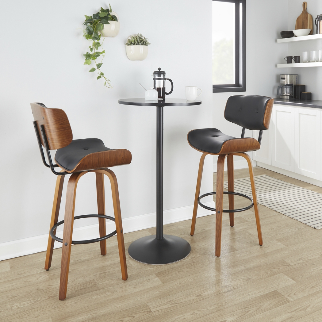 Tesshire II Black Swivel Barstool, Set of 2 - Thumbnail - Image 3