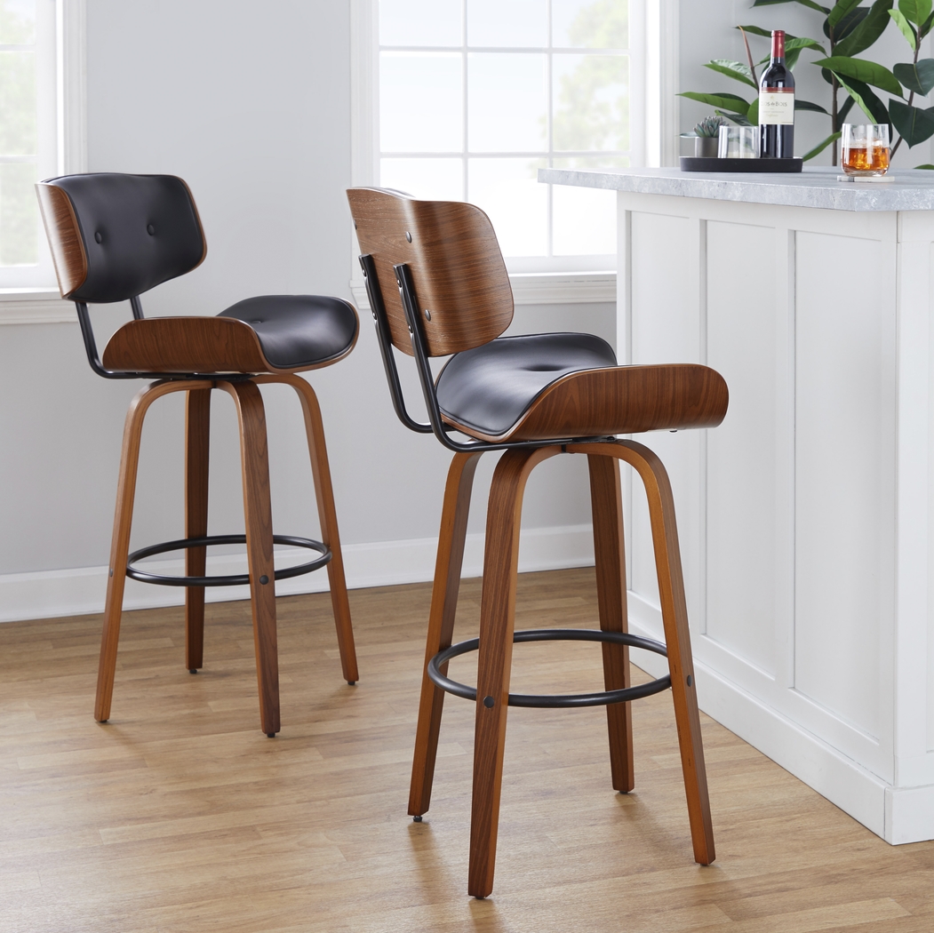 Tesshire II Black Swivel Barstool, Set of 2 - Thumbnail - Image 4