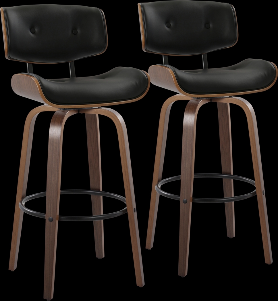Tesshire II Black Swivel Barstool, Set of 2 - Thumbnail - Image 1