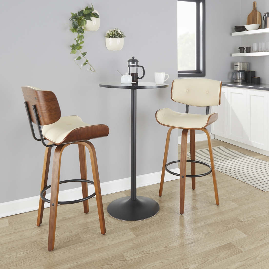 Tesshire II Cream Swivel Barstool, Set of 2 - Thumbnail - Image 2