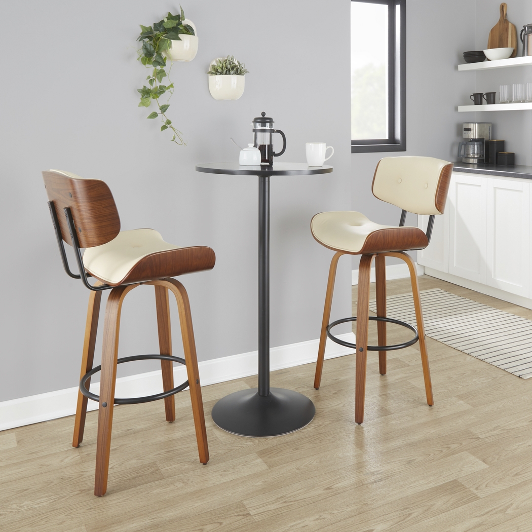 Tesshire II Cream Swivel Barstool, Set of 2 - Thumbnail - Image 3