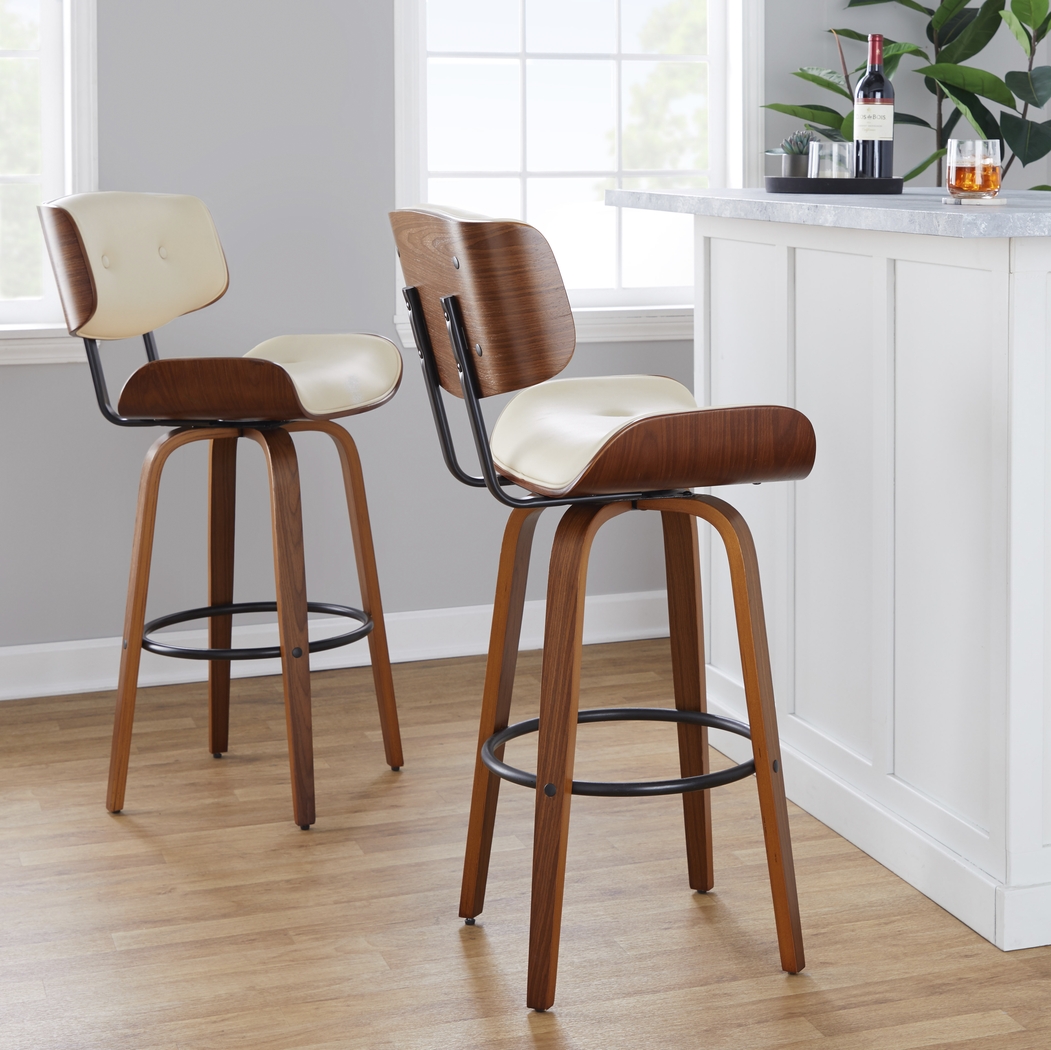 Tesshire II Cream Swivel Barstool, Set of 2 - Thumbnail - Image 4