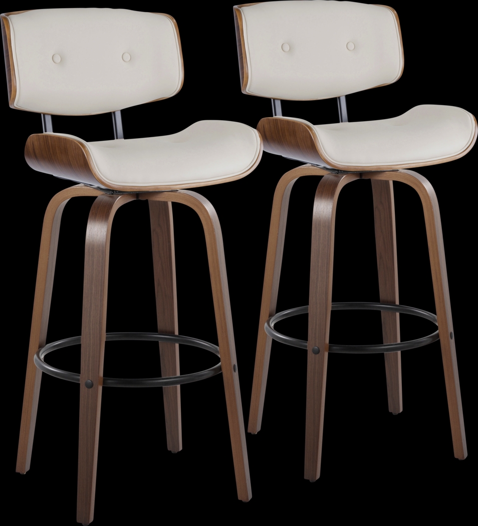 Tesshire II Cream Swivel Barstool, Set of 2 - Thumbnail - Image 1