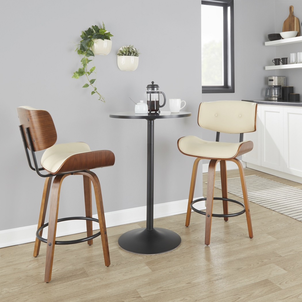 Tesshire II Cream Swivel Counter Height Stool, Set of 2 - Thumbnail - Image 2