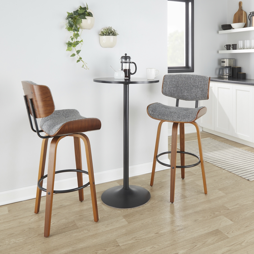 Tesshire II Gray Swivel Barstool, Set of 2 - Thumbnail - Image 2