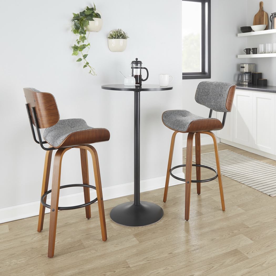 Tesshire II Gray Swivel Barstool, Set of 2 - Thumbnail - Image 3