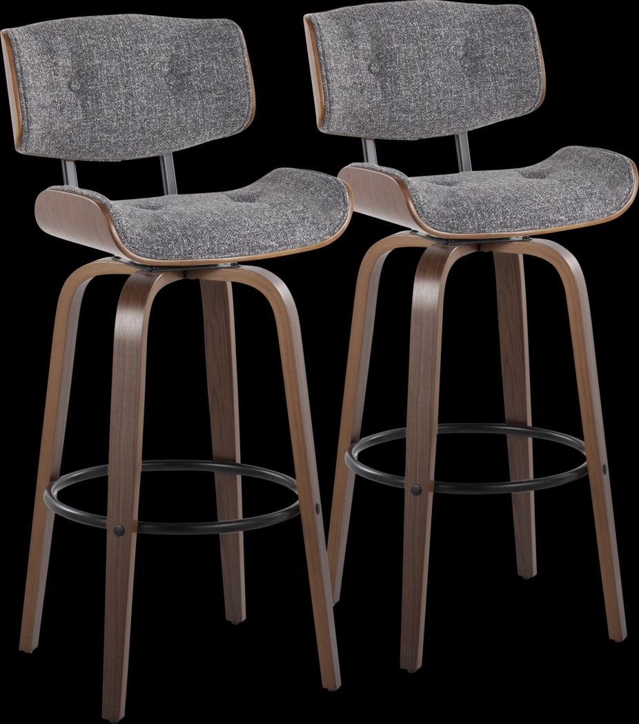 Tesshire II Gray Swivel Barstool, Set of 2 - Thumbnail - Image 1