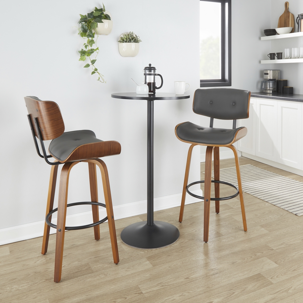 Tesshire II Charcoal Swivel Barstool, Set of 2 - Thumbnail - Image 2