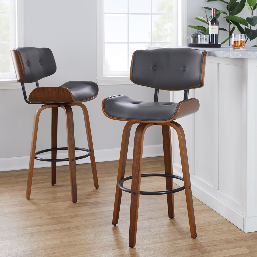 Tesshire II Charcoal Swivel Barstool, Set of 2 - Thumbnail - Image 5