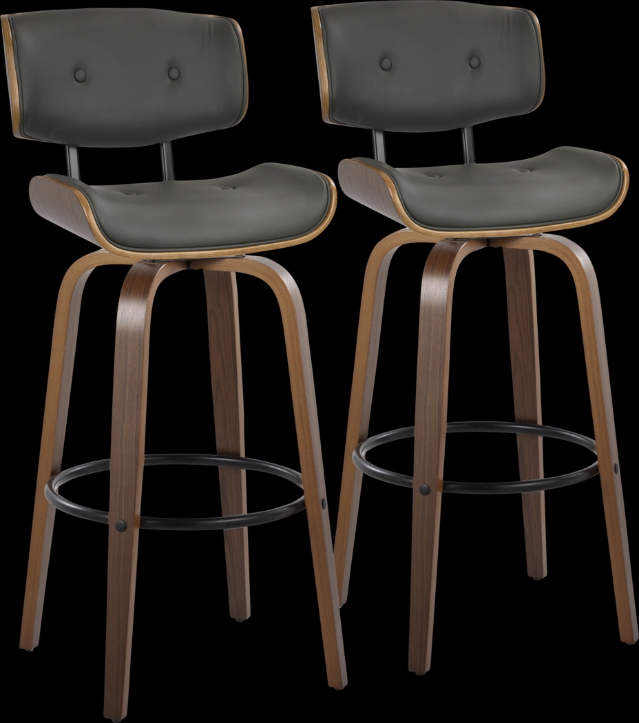 Tesshire II Charcoal Swivel Barstool, Set of 2 - Thumbnail - Image 1