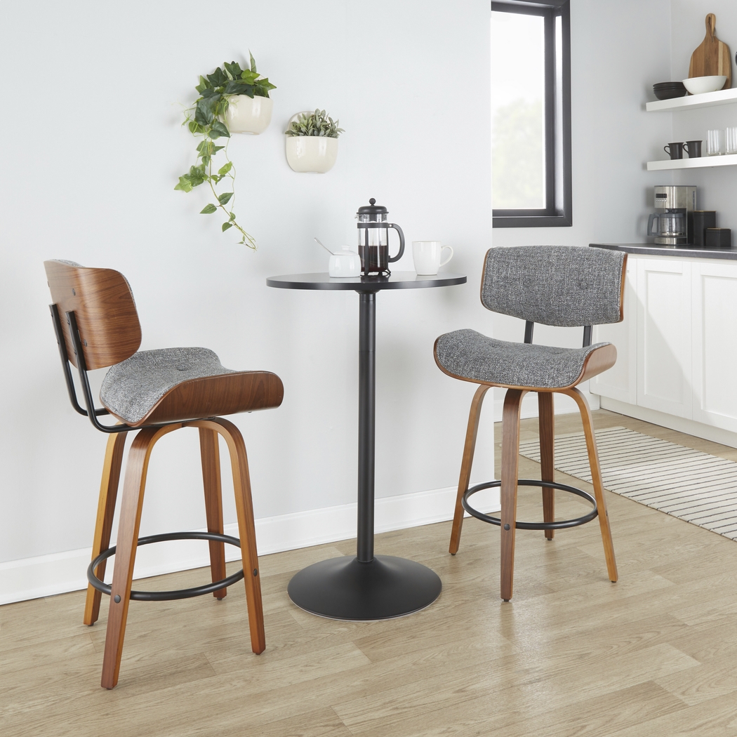 Tesshire II Gray Swivel Counter Height Stool, Set of 2 - Thumbnail - Image 2