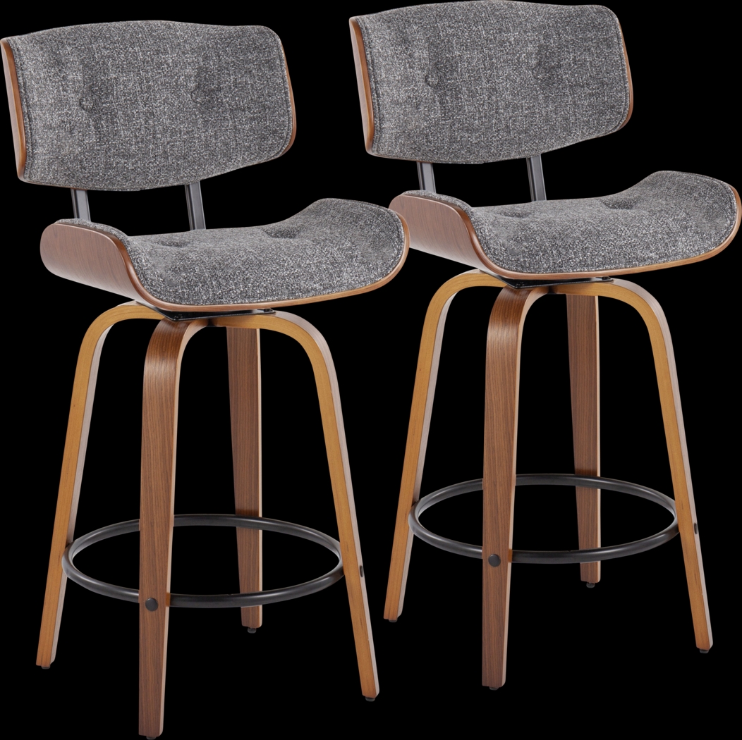 Tesshire II Gray Swivel Counter Height Stool, Set of 2 - Thumbnail - Image 1