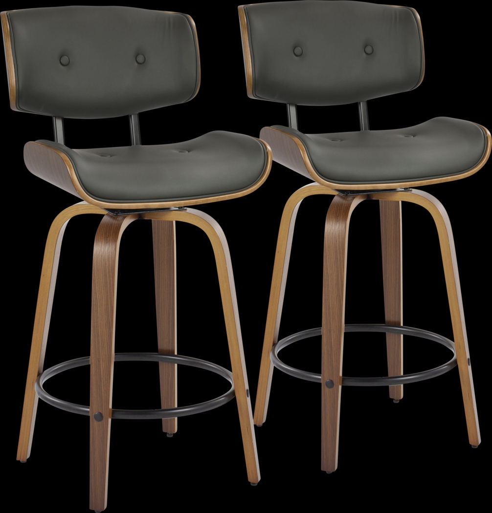 Tesshire II Gray Swivel Counter Height Stool, Set of 2 - Thumbnail - Image 1