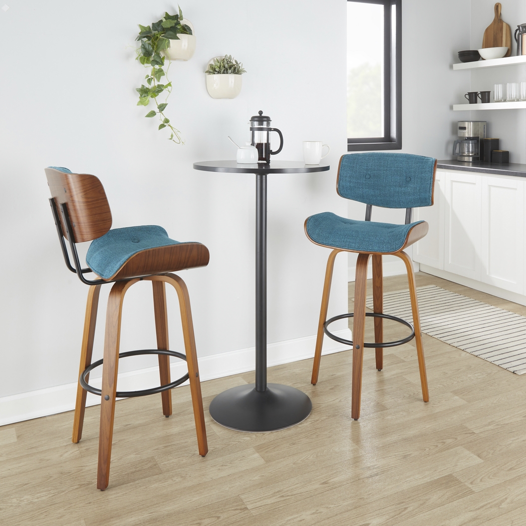 Tesshire II Teal Swivel Barstool, Set of 2 - Thumbnail - Image 2