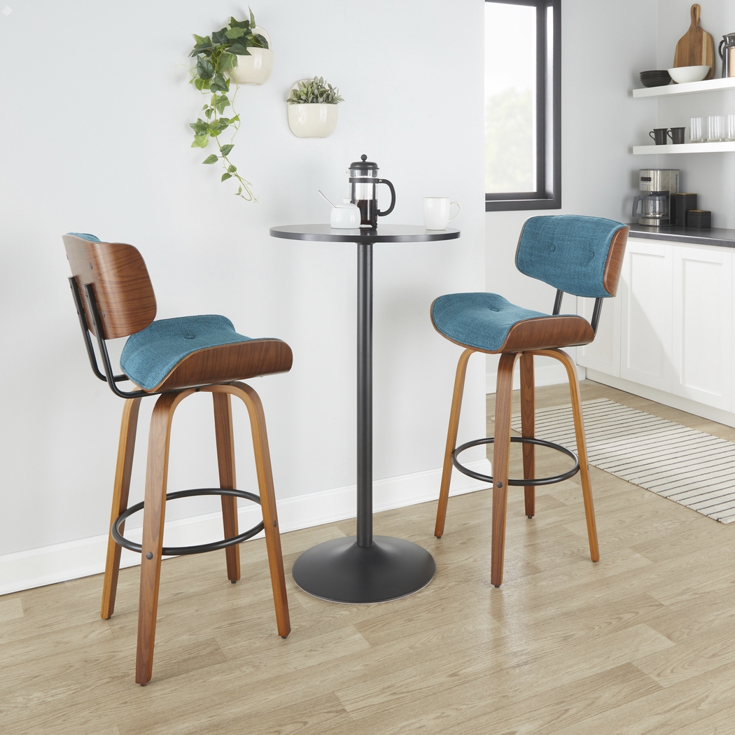 Tesshire II Teal Swivel Barstool, Set of 2 - Thumbnail - Image 3