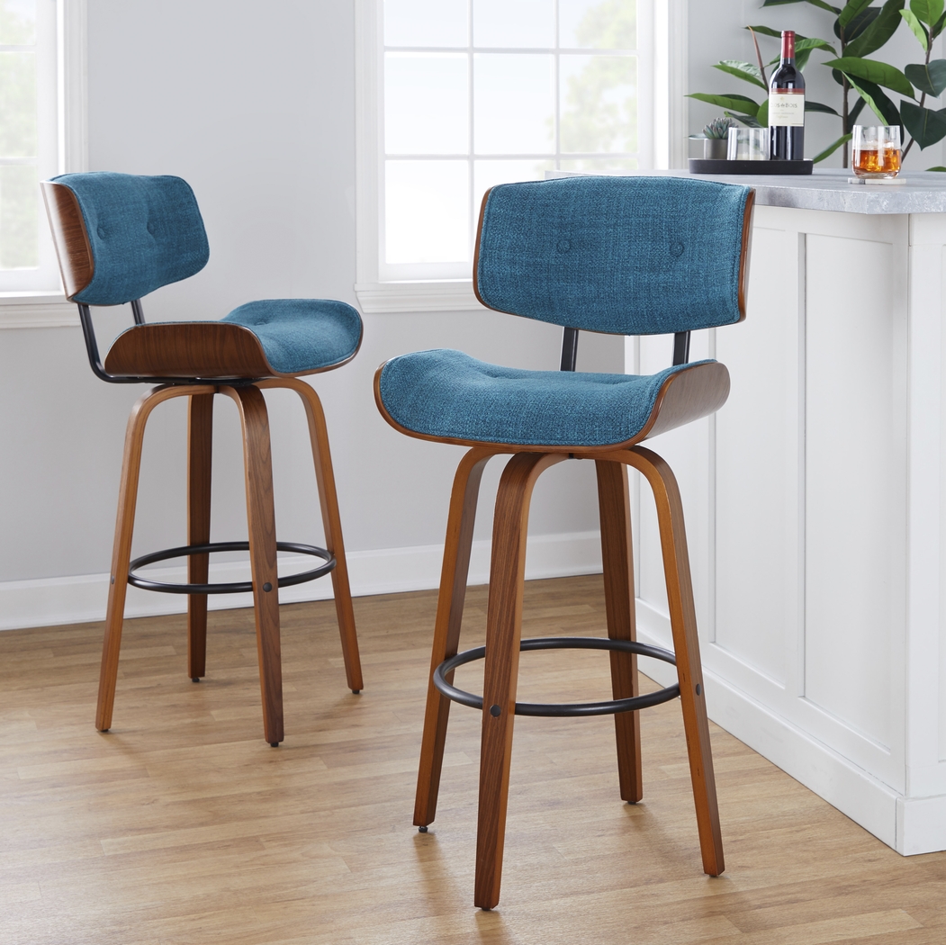 Tesshire II Teal Swivel Barstool, Set of 2 - Thumbnail - Image 4