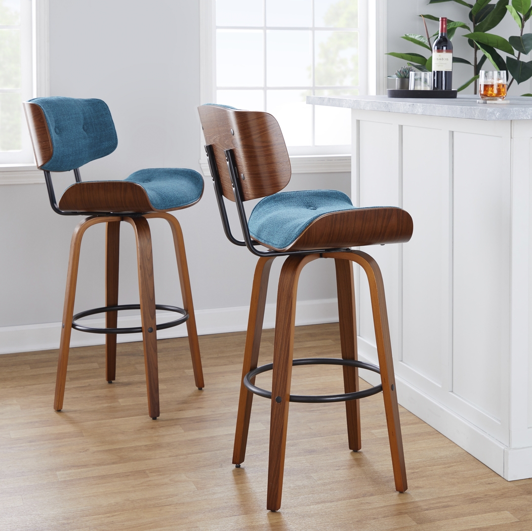 Tesshire II Teal Swivel Barstool, Set of 2 - Thumbnail - Image 5