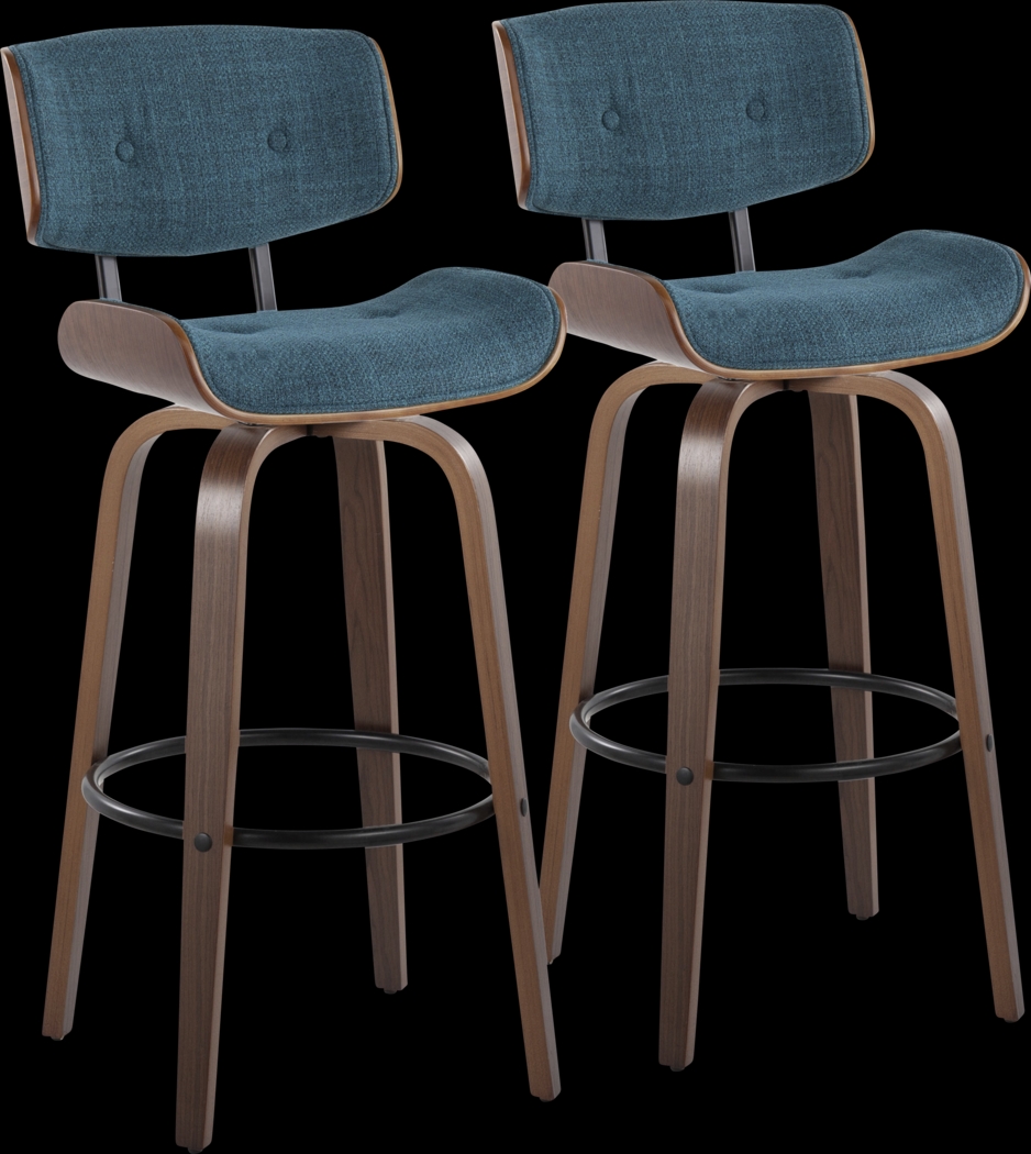 Tesshire II Teal Swivel Barstool, Set of 2 - Thumbnail - Image 1
