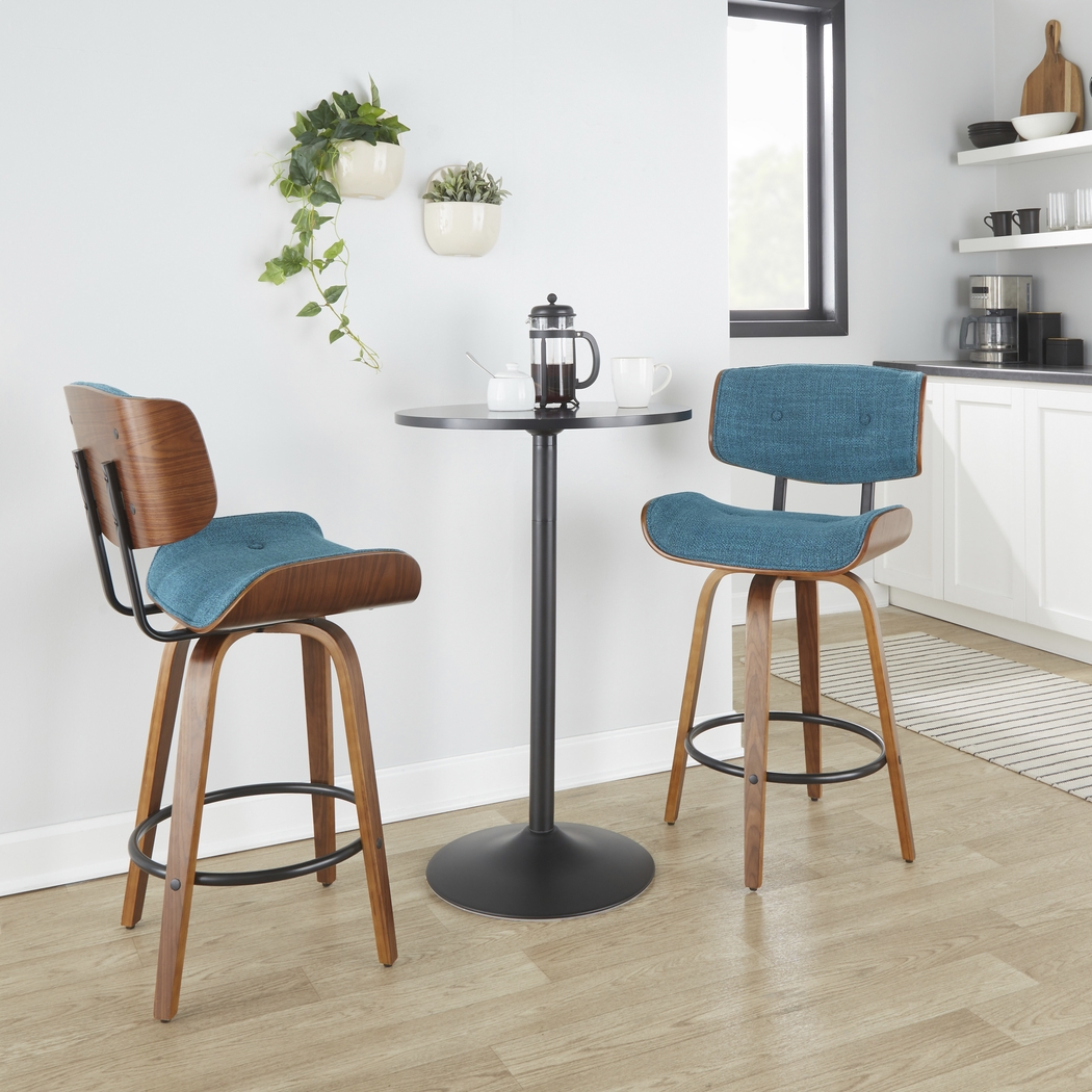 Tesshire II Teal Swivel Counter Height Stool, Set of 2 - Thumbnail - Image 2