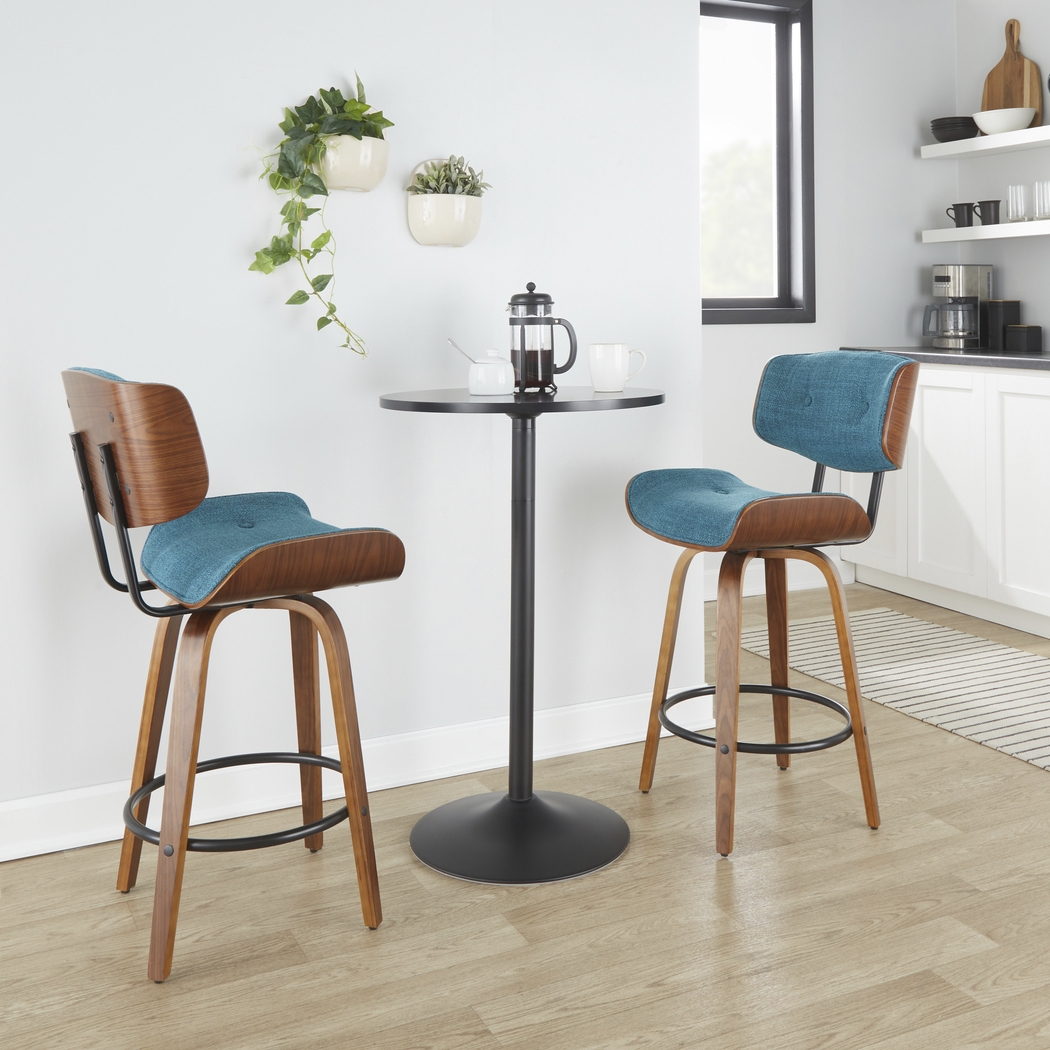 Tesshire II Teal Swivel Counter Height Stool, Set of 2 - Thumbnail - Image 3