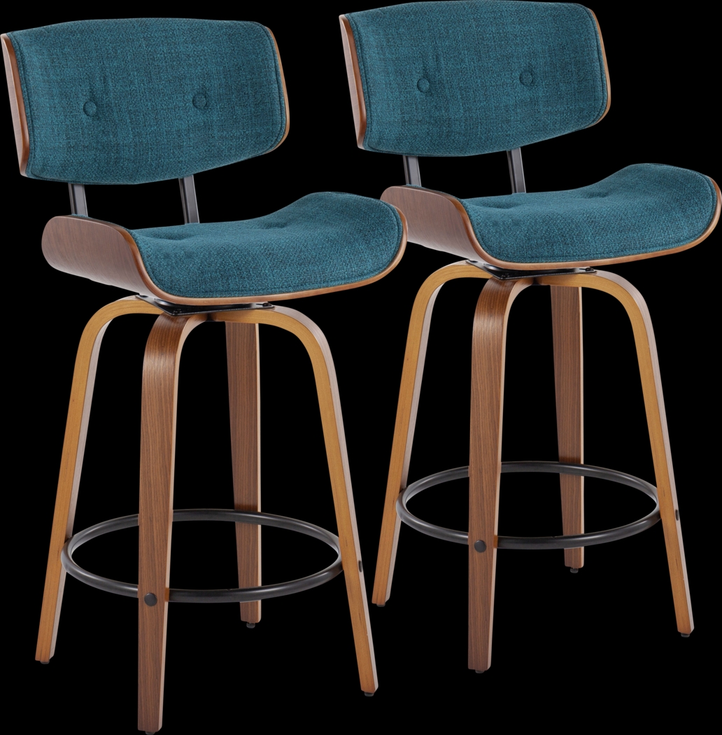 Tesshire II Teal Swivel Counter Height Stool, Set of 2 - Thumbnail - Image 1