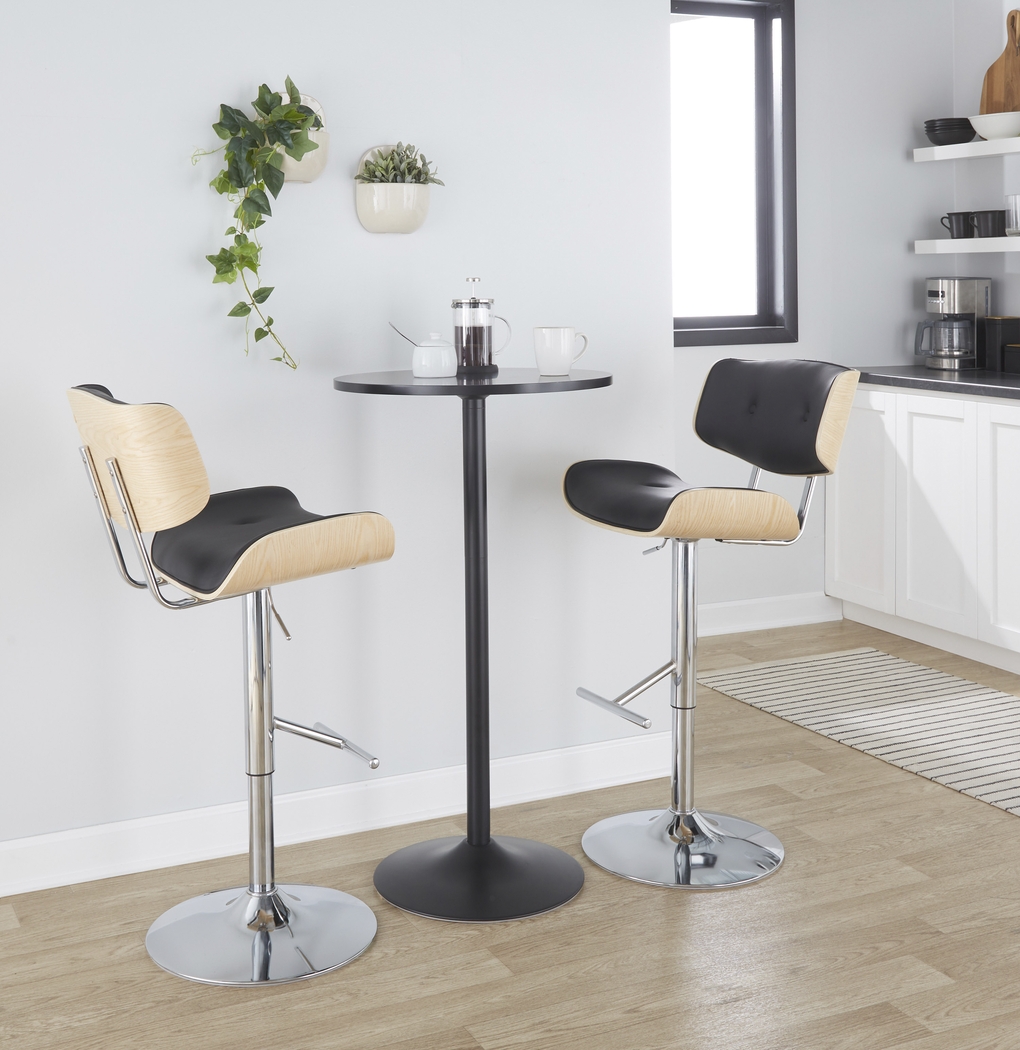 Tesshire III Black Adjustable Barstool, Set of 2 - Thumbnail - Image 2