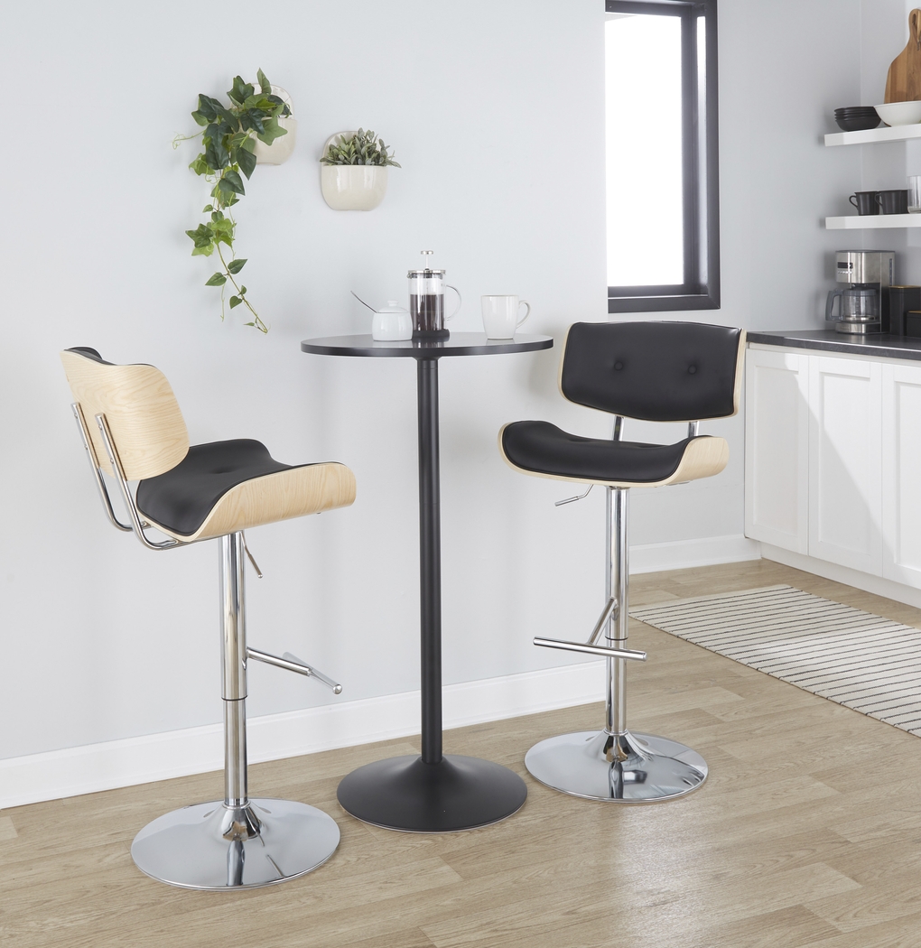 Tesshire III Black Adjustable Barstool, Set of 2 - Thumbnail - Image 3