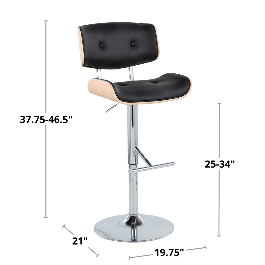 Tesshire III Black Adjustable Barstool, Set of 2 - Thumbnail - Image 9