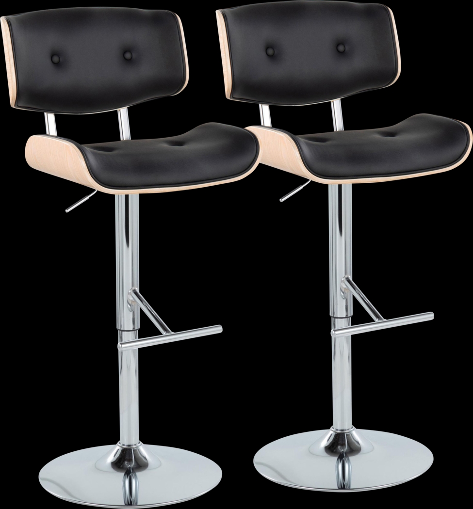 Tesshire III Black Adjustable Barstool, Set of 2 - Thumbnail - Image 1