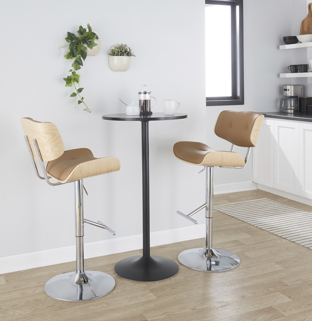 Tesshire III Camel Adjustable Barstool, Set of 2 - Thumbnail - Image 2