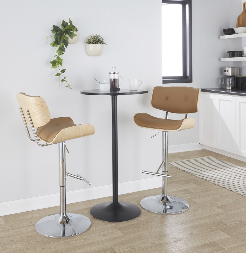 Tesshire III Camel Adjustable Barstool, Set of 2 - Thumbnail - Image 3