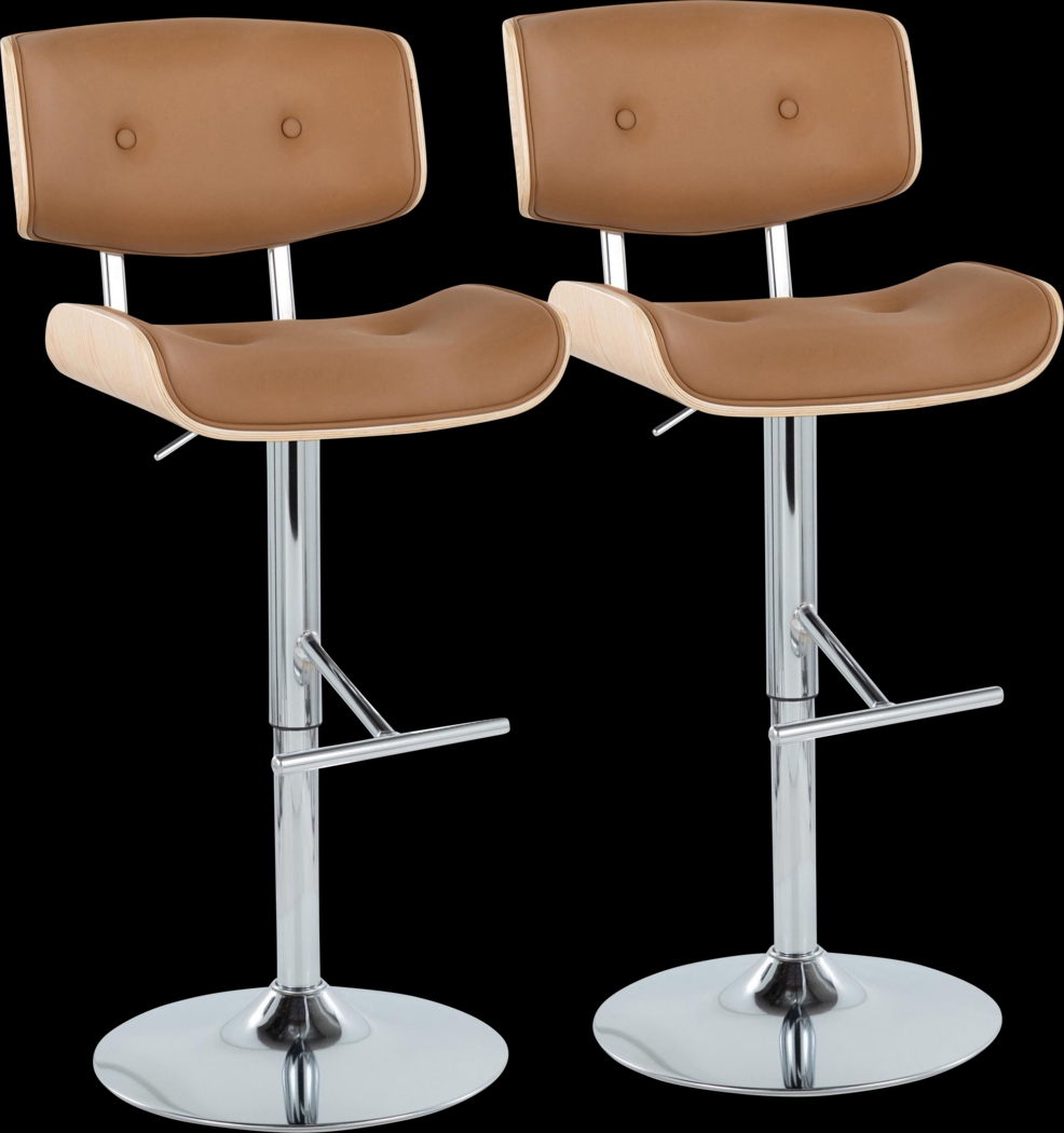 Tesshire III Camel Adjustable Barstool, Set of 2 - Thumbnail - Image 1