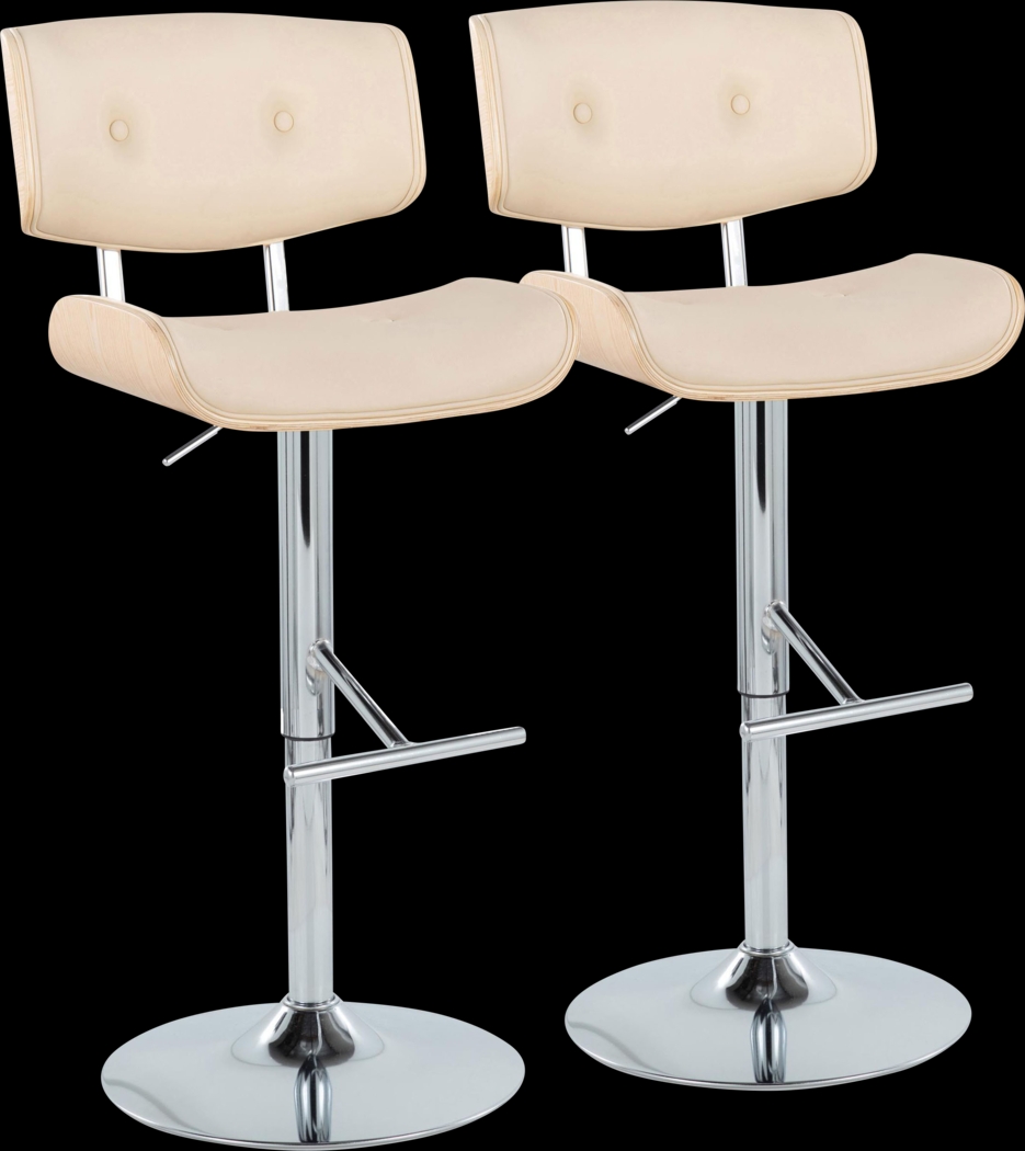 Tesshire III Cream Adjustable Barstool, Set of 2 - Thumbnail - Image 1