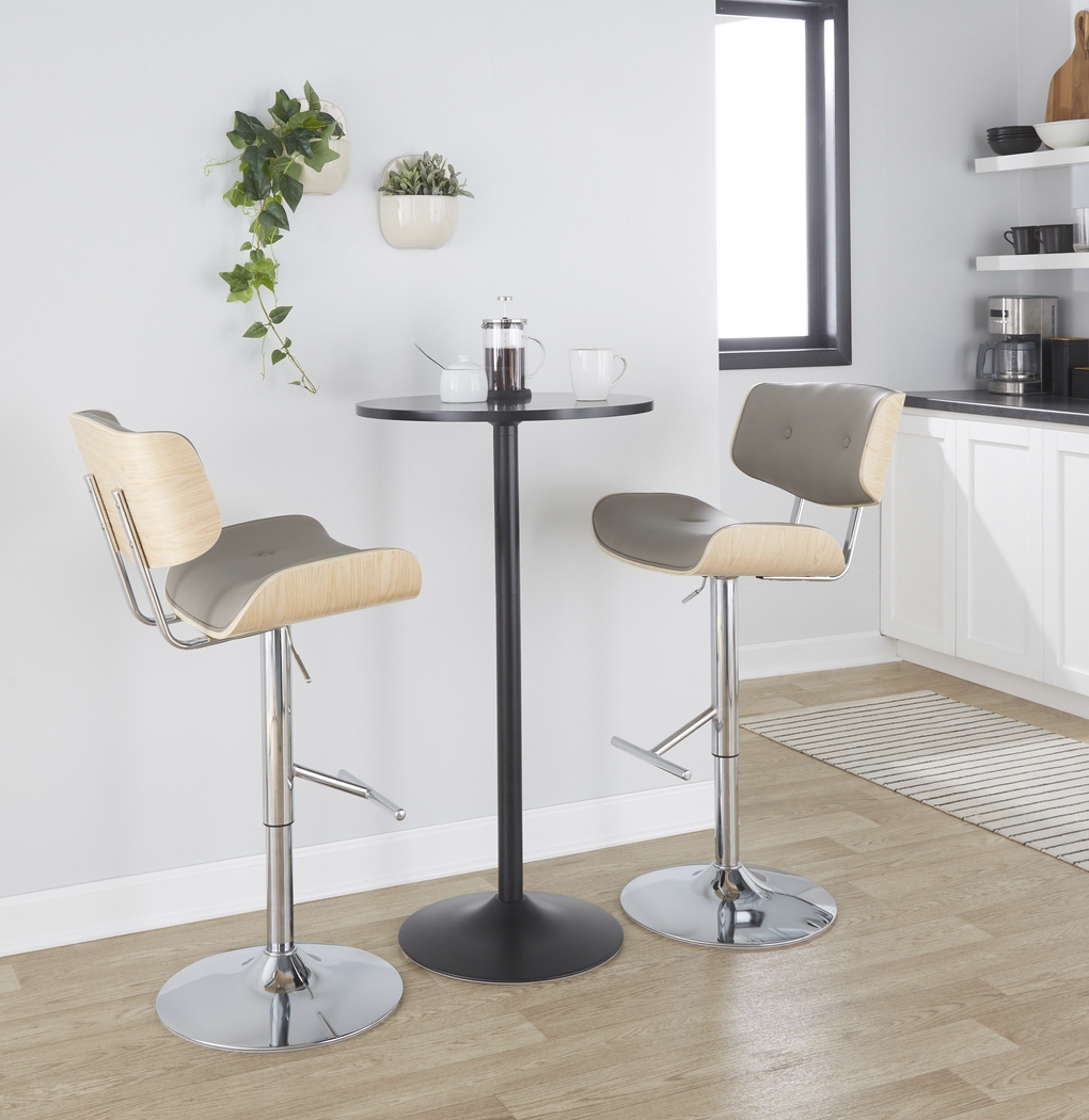 Tesshire III Light Gray Adjustable Barstool, Set of 2 - Thumbnail - Image 2