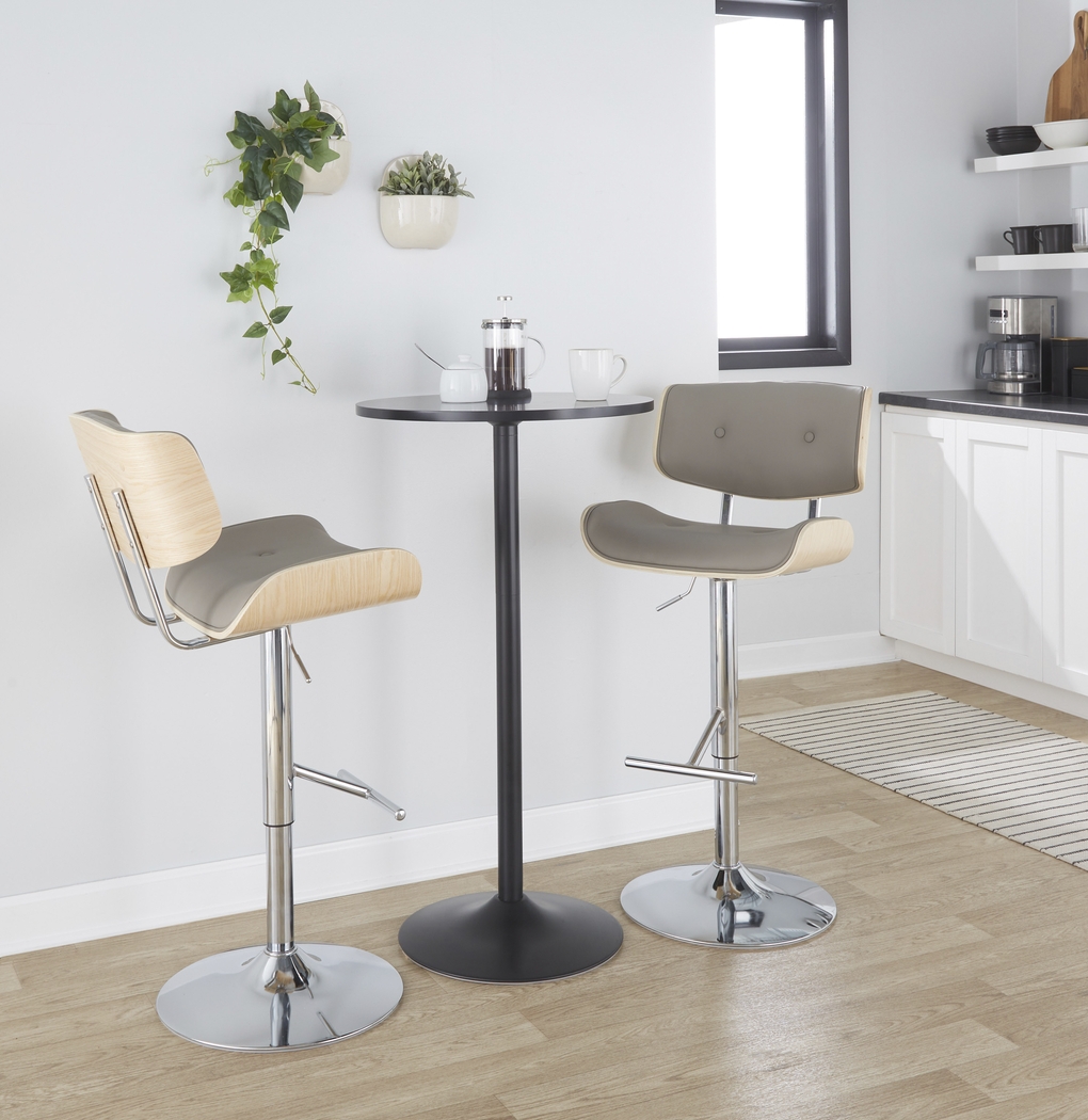 Tesshire III Light Gray Adjustable Barstool, Set of 2 - Thumbnail - Image 3